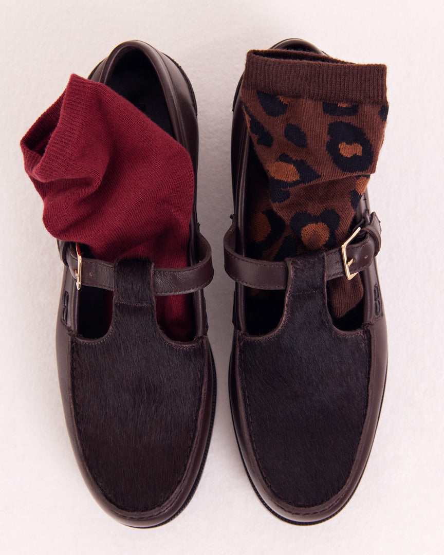 Dark Red Tobby Socks