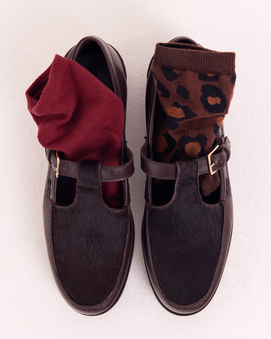 Dark Red Tobby Socks