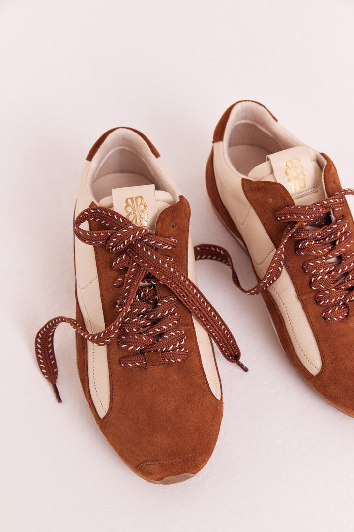 Baskets Elie camel et écru