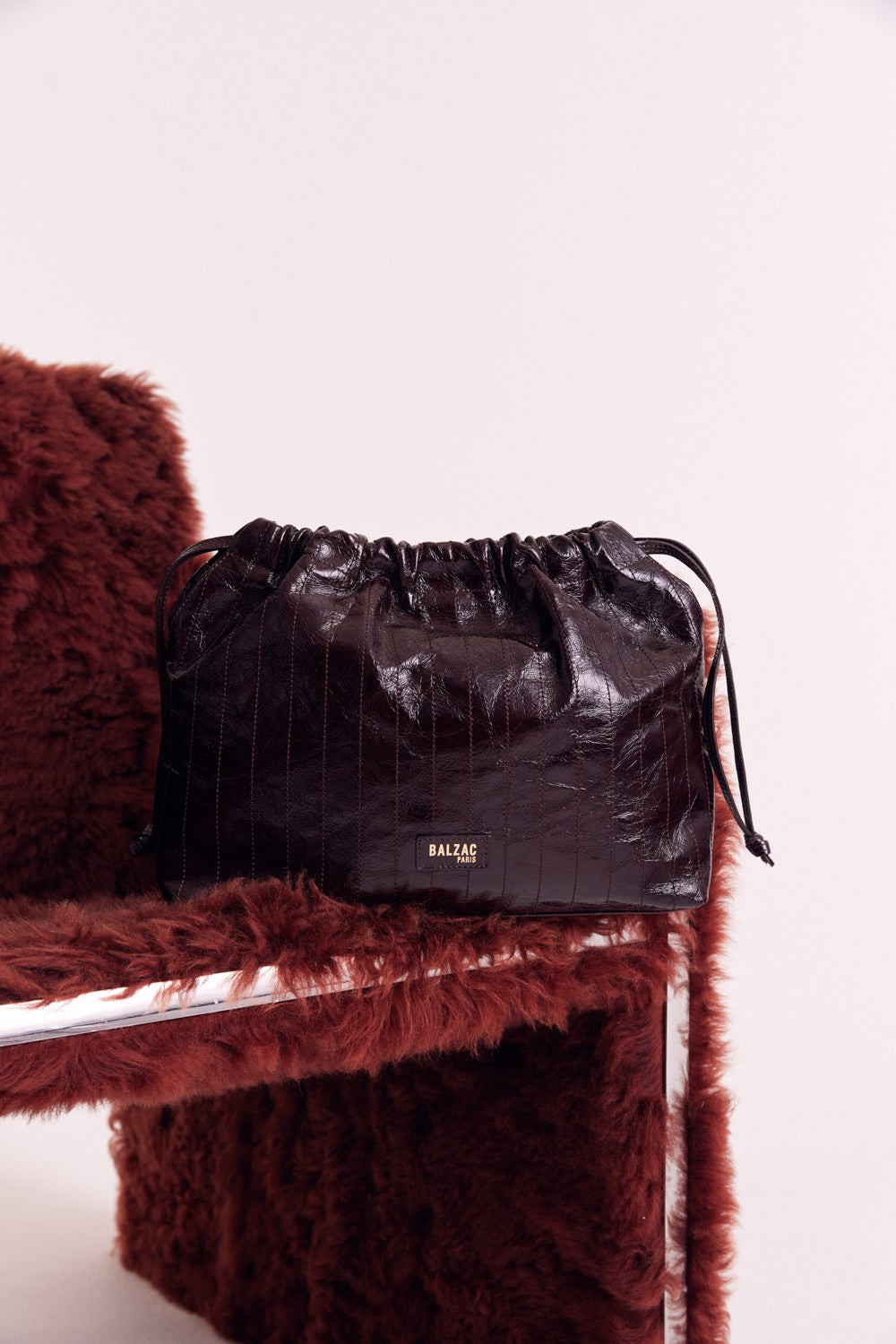 Sac Amaïa vernis froissé chocolat