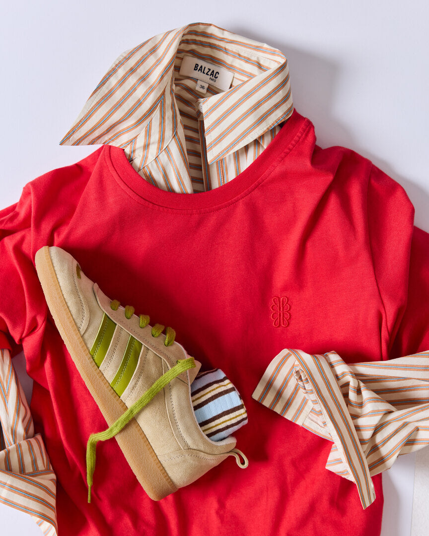 Bright red embroidered Bree T-shirt