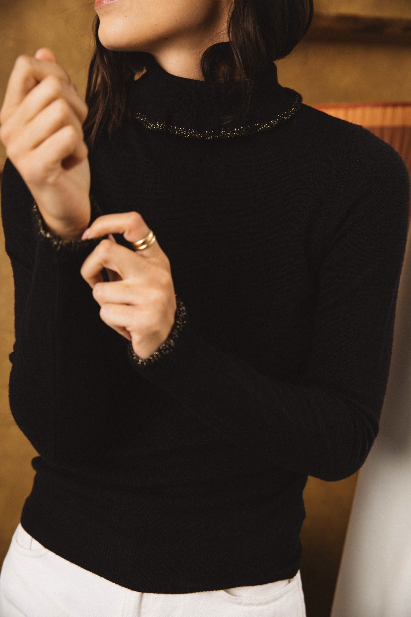 Romuald black sweater in merino wool
