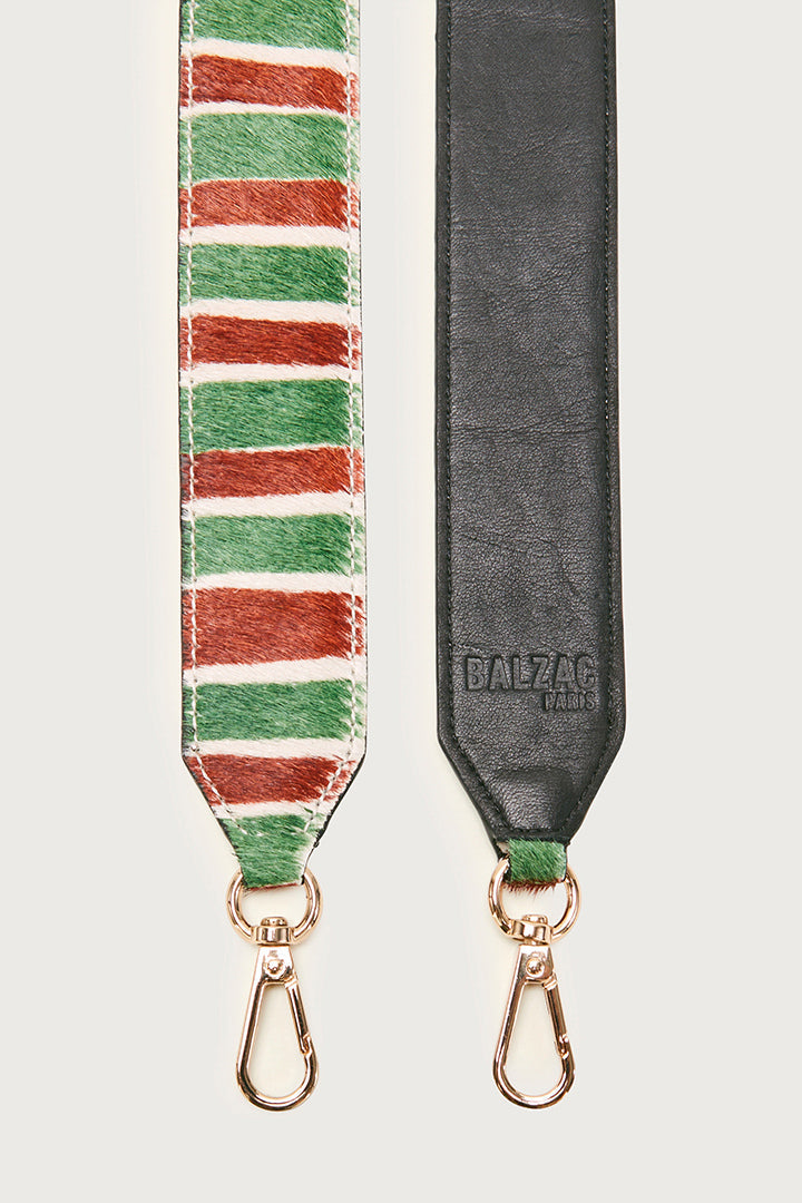 Short red and green striped pony handle