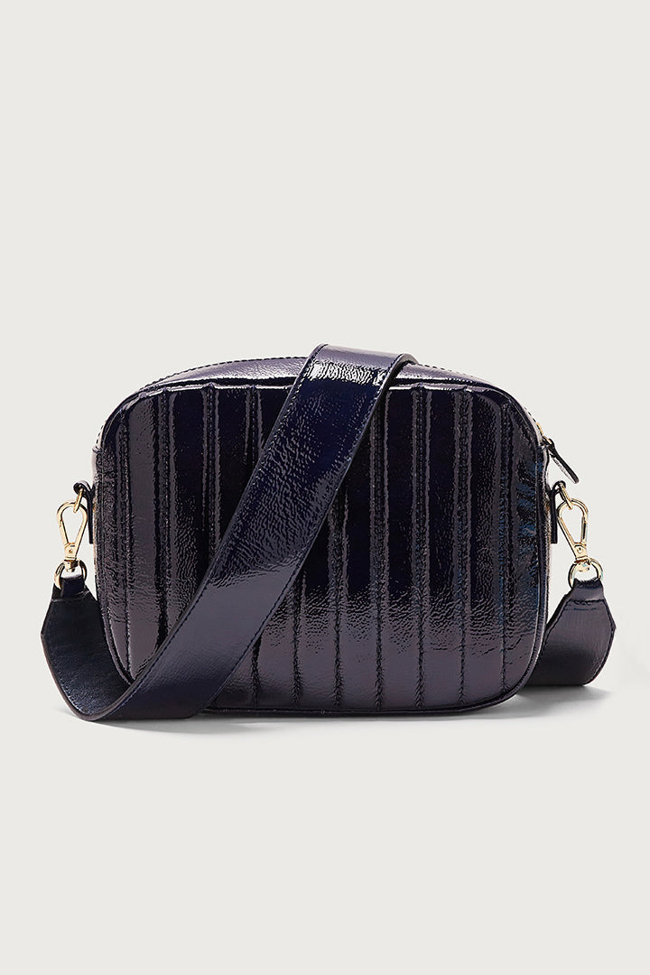 Sac César vernis froissé bleu nuit