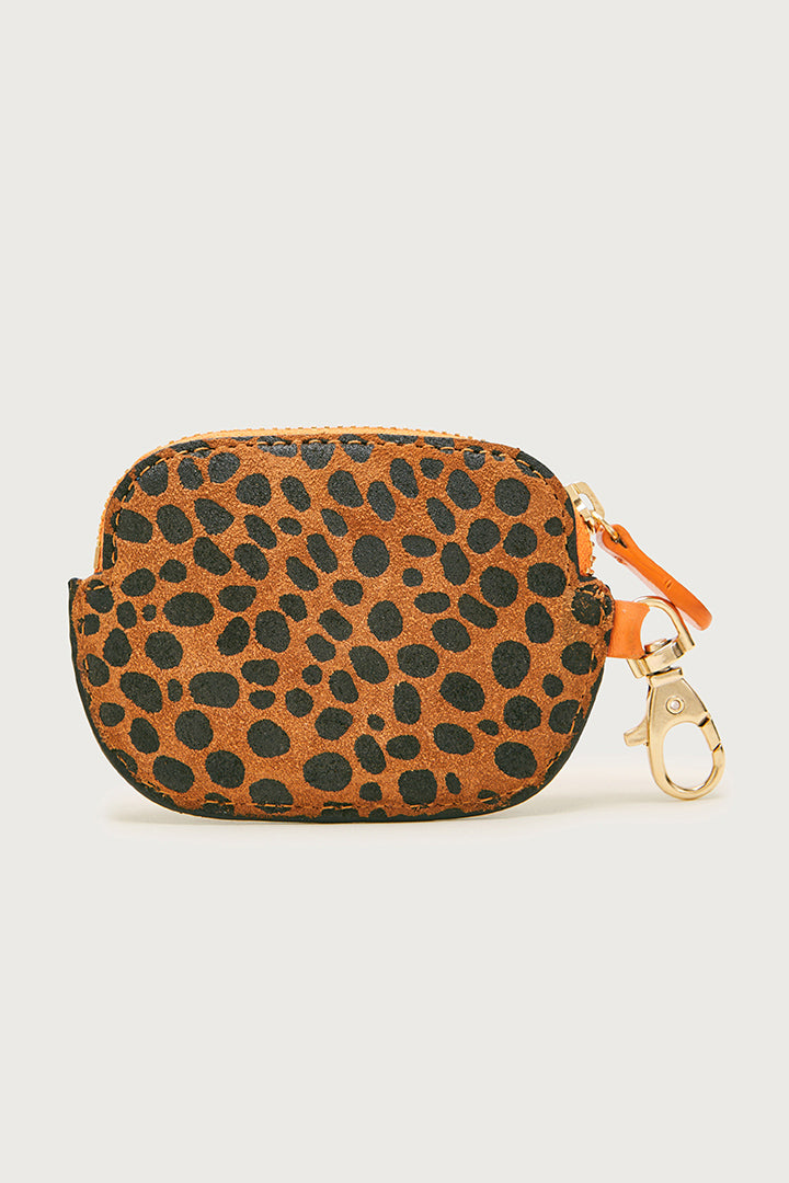 Ziggy coin purse with cheetah and orange carabiner