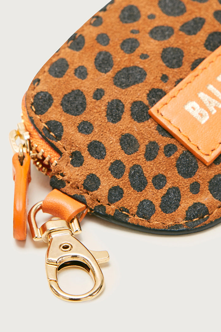 Ziggy coin purse with cheetah and orange carabiner