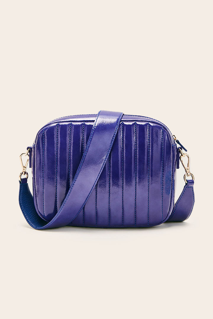 Indigo Crumpled Patent Caesar Bag