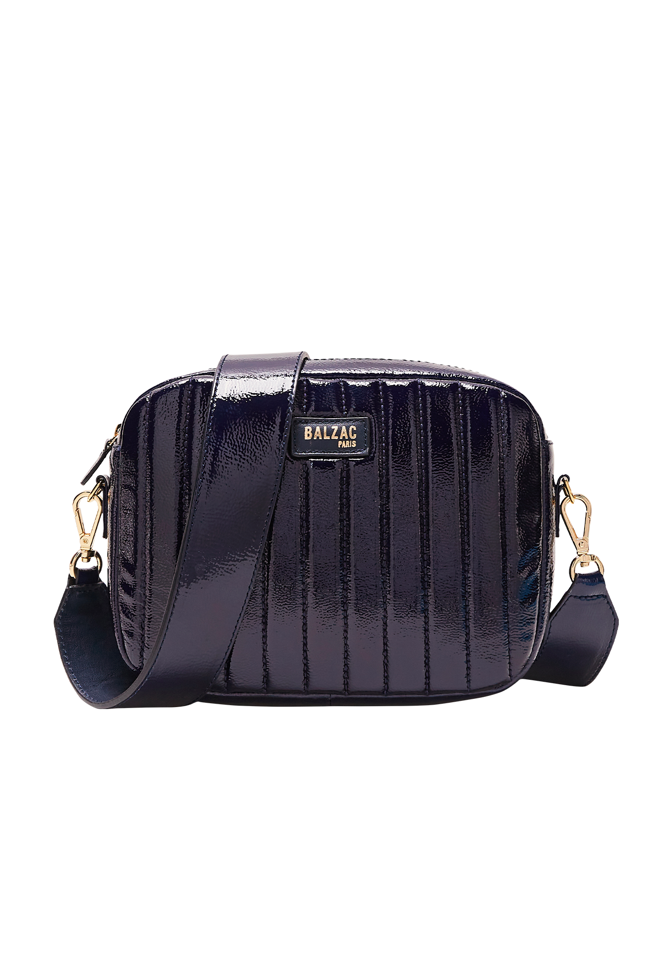 Sac César vernis froissé bleu nuit