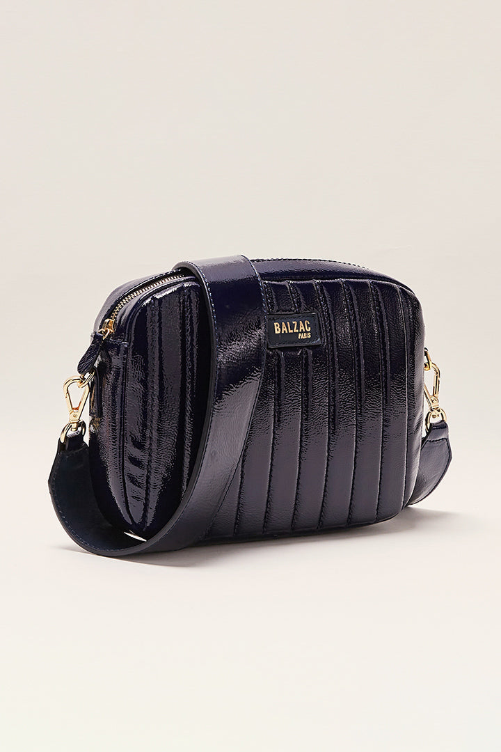 Sac César vernis froissé bleu nuit