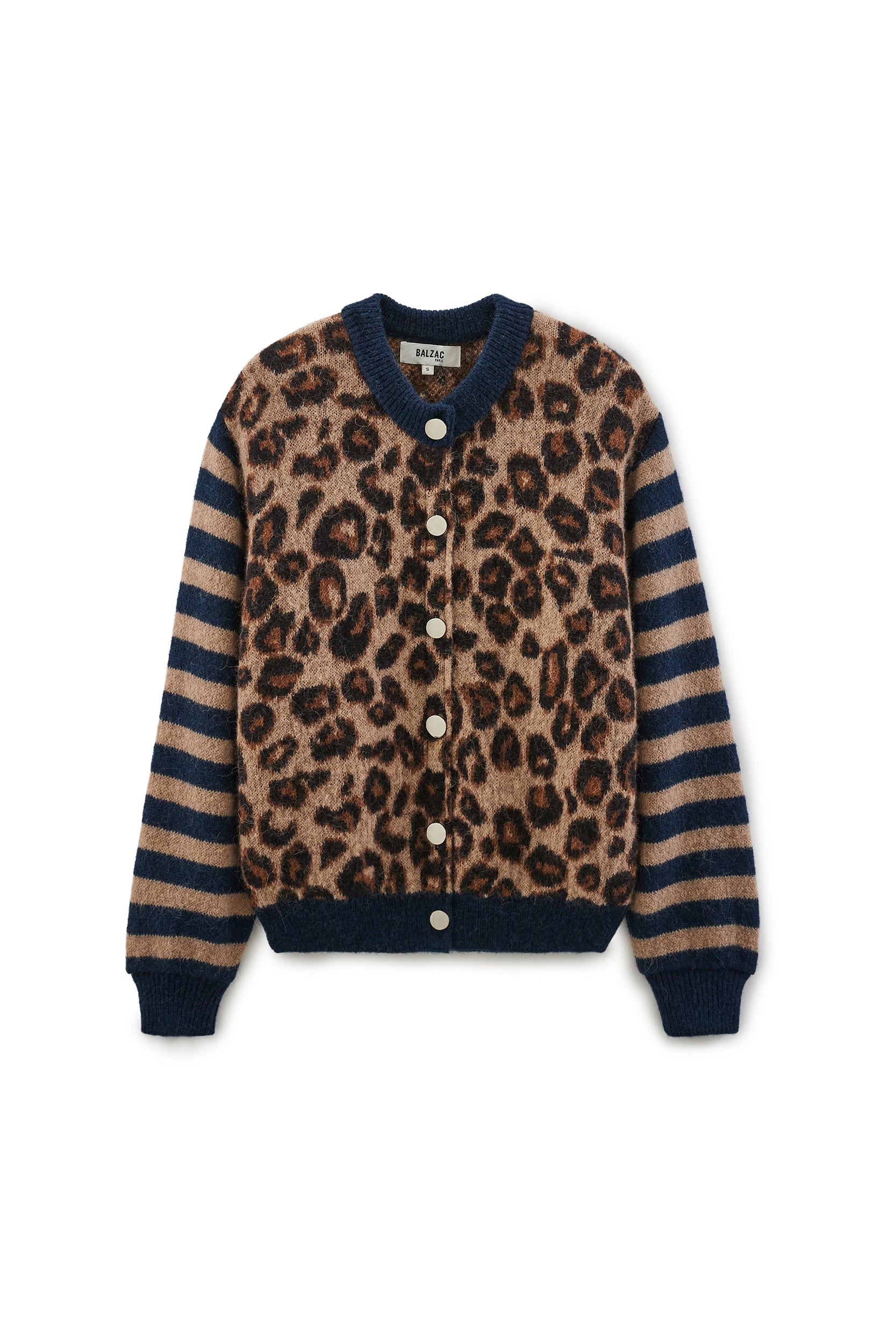 Cardigan Idole blue and leopard