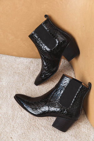 Laeticia black patent ankle boots