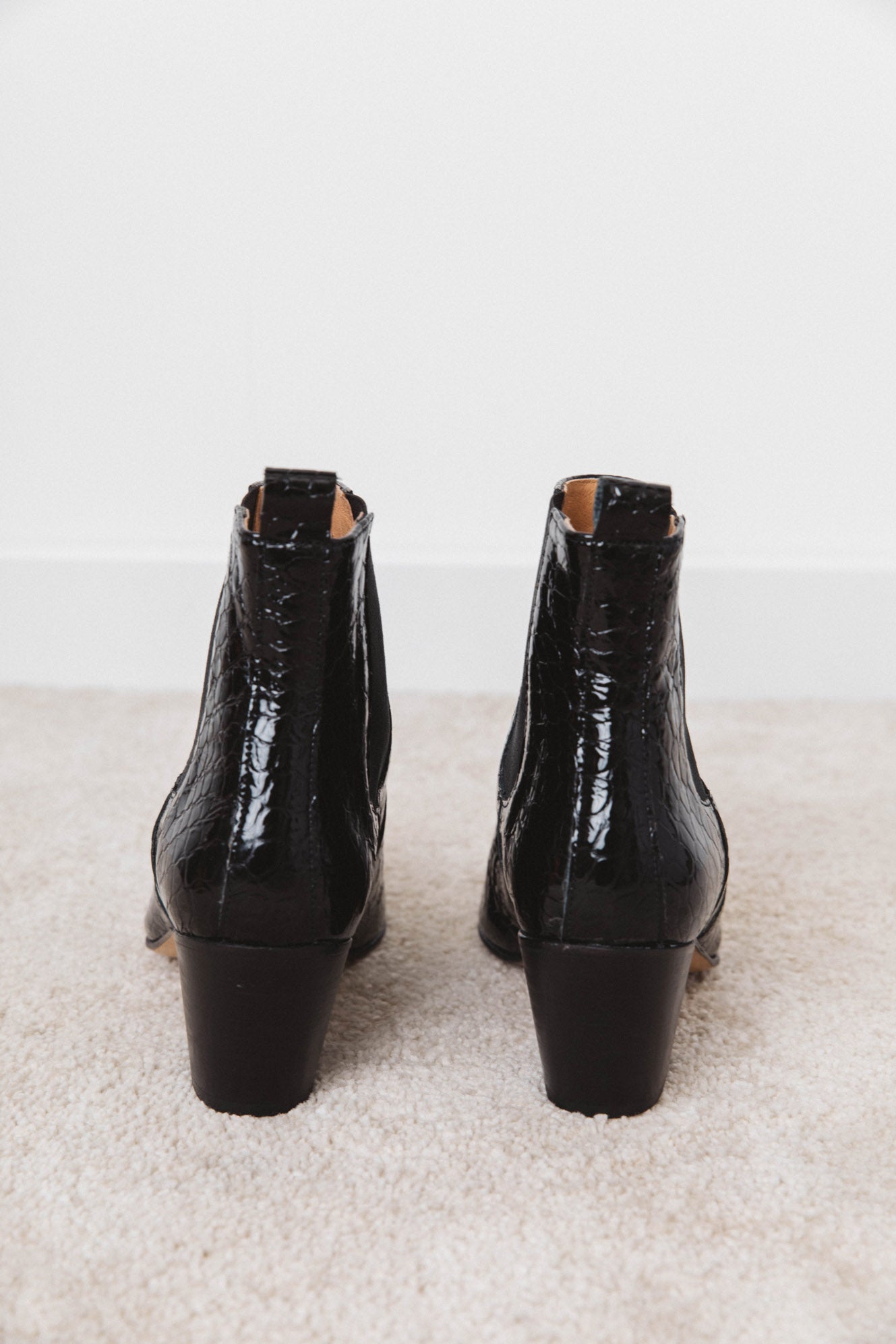 Laeticia black patent ankle boots
