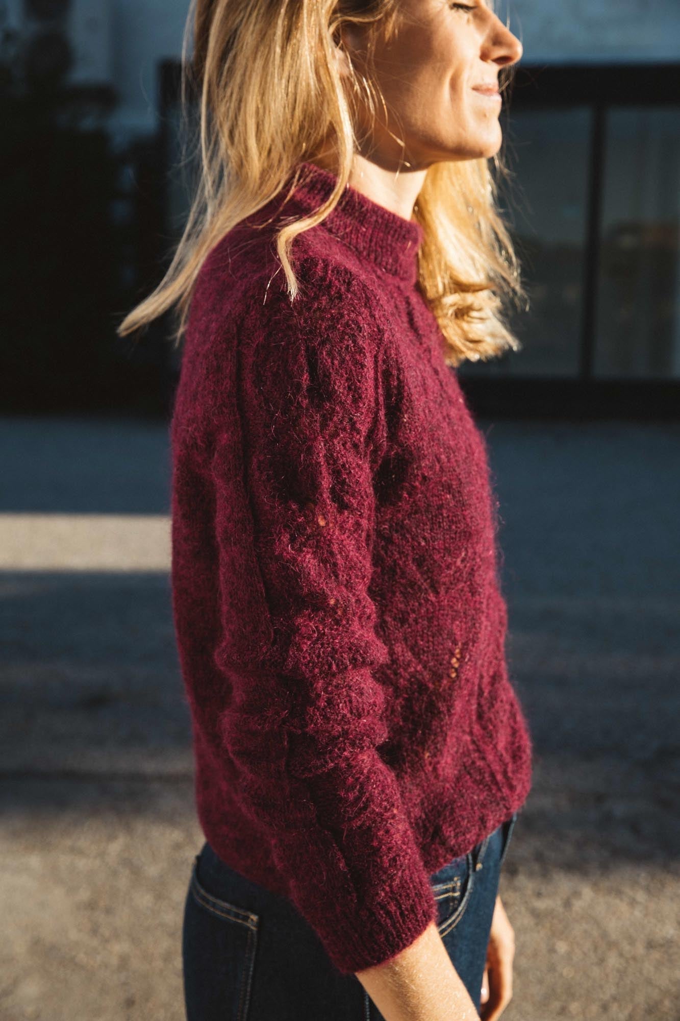 Colombe aubergine sweater in mohair and alpaca