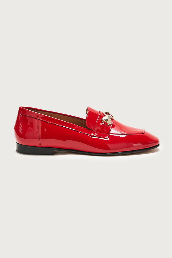 Red patent store leather loafers womens