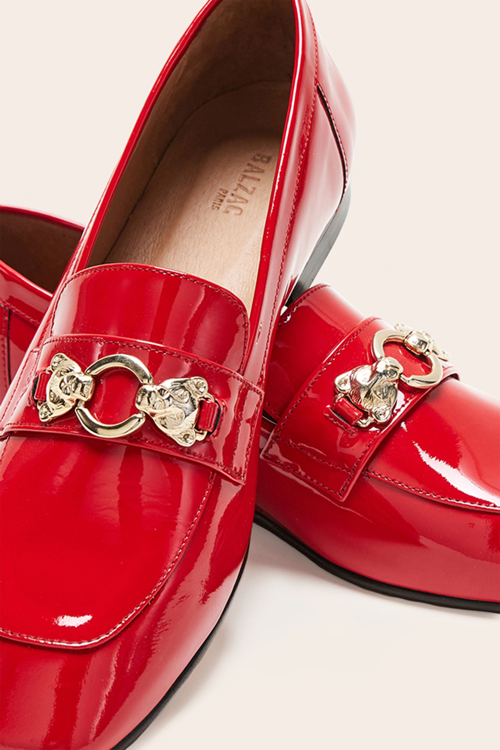 Flavie red patent moccasins