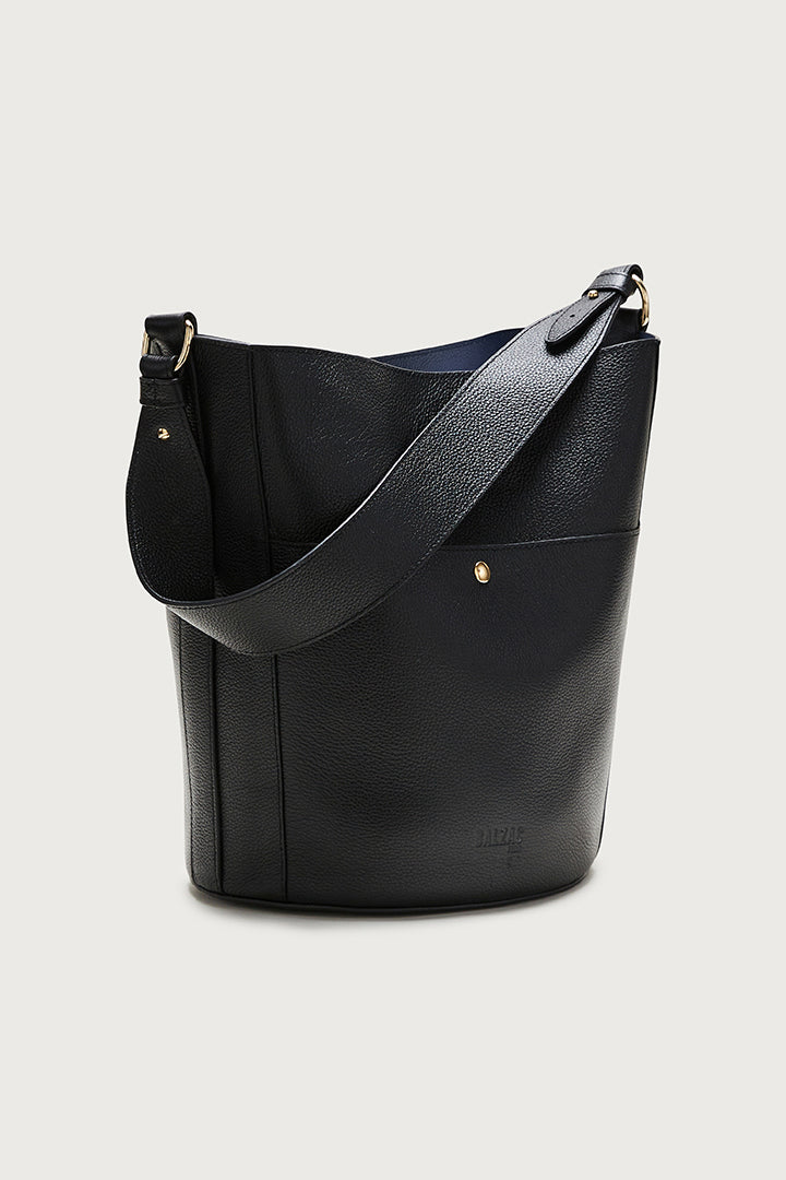 Large Sofia bag grained black with navy interior