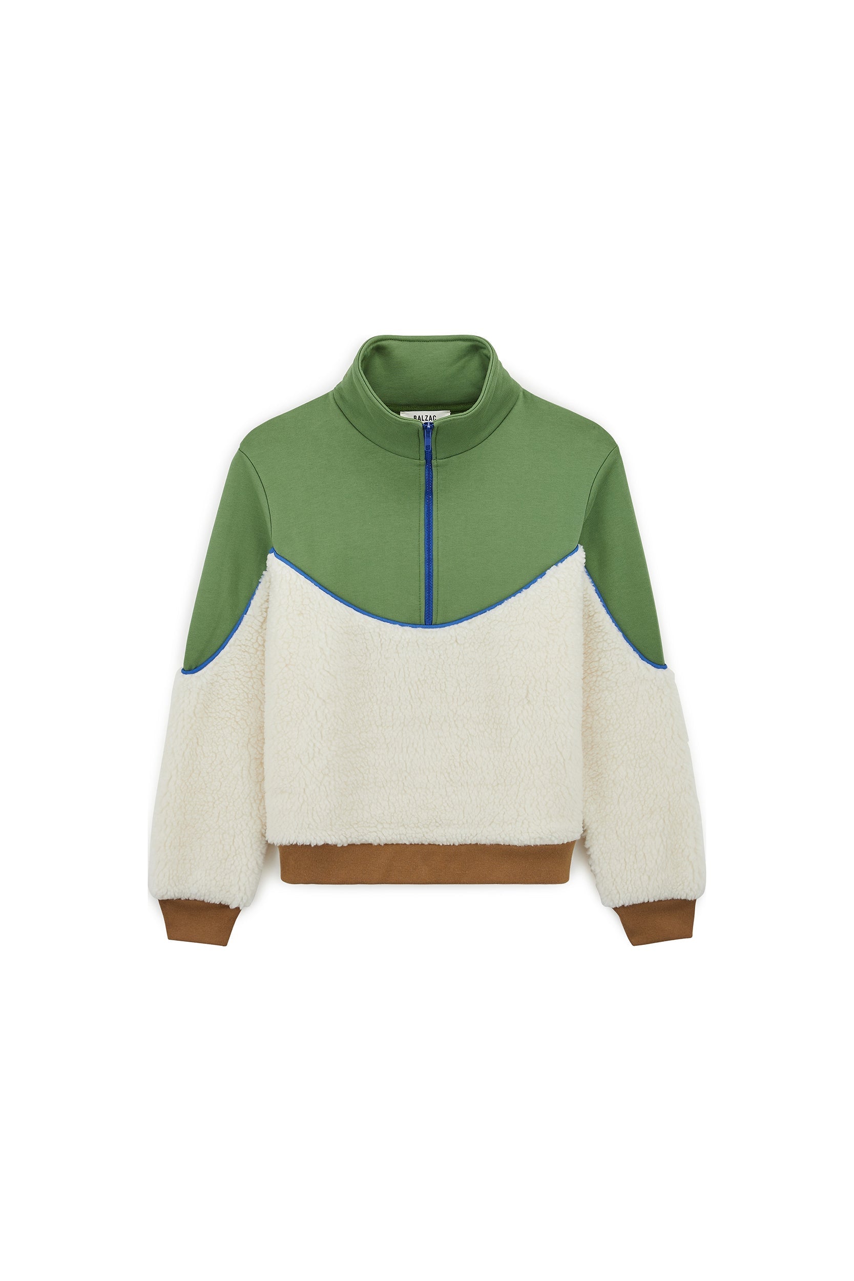 brown and green fleece mirror sweatshirt