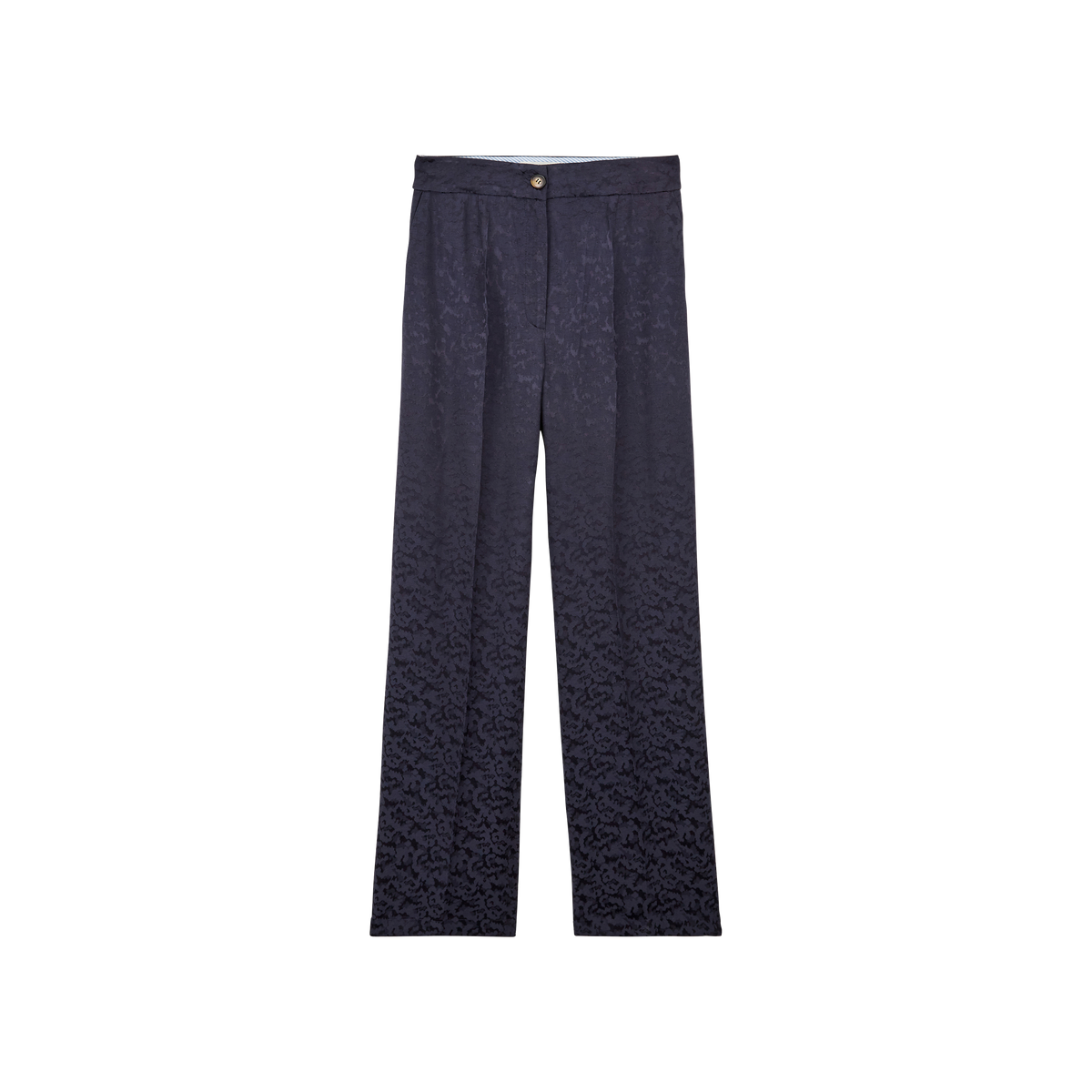 Pantalon évasé Chloé Jacquard Marine Paisley - Neuf Sans étiquettes, Jambes Larges En Soie