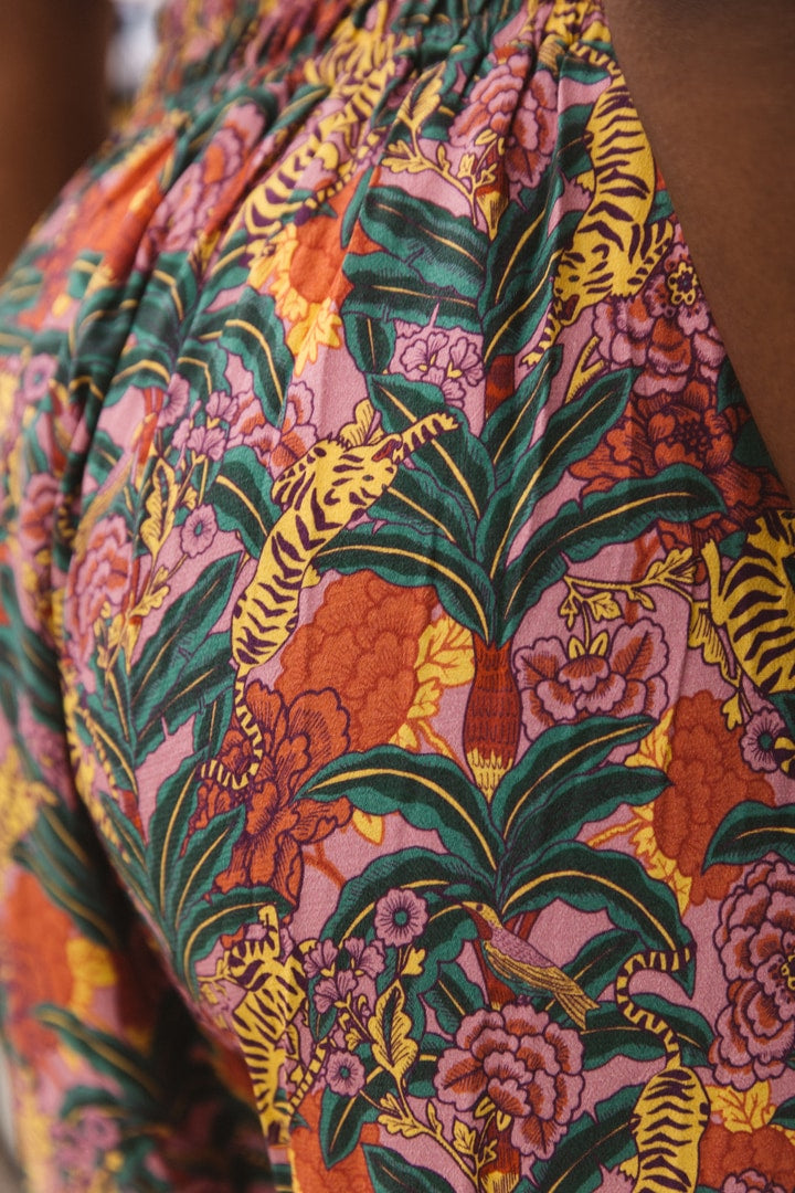 Pantalon Gloria imprimé tigre fleuri