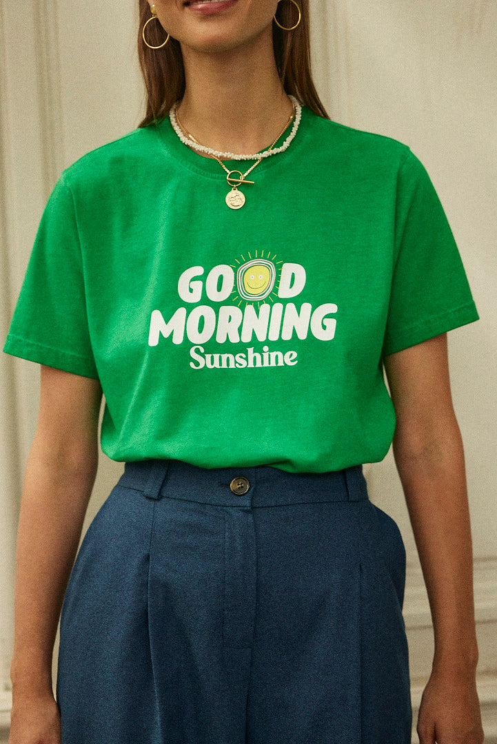 Bree Good morning sunshine green t-shirt