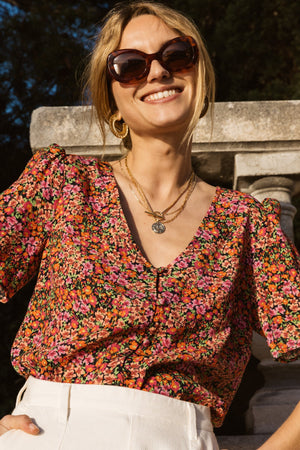 fleurette top with field flower print