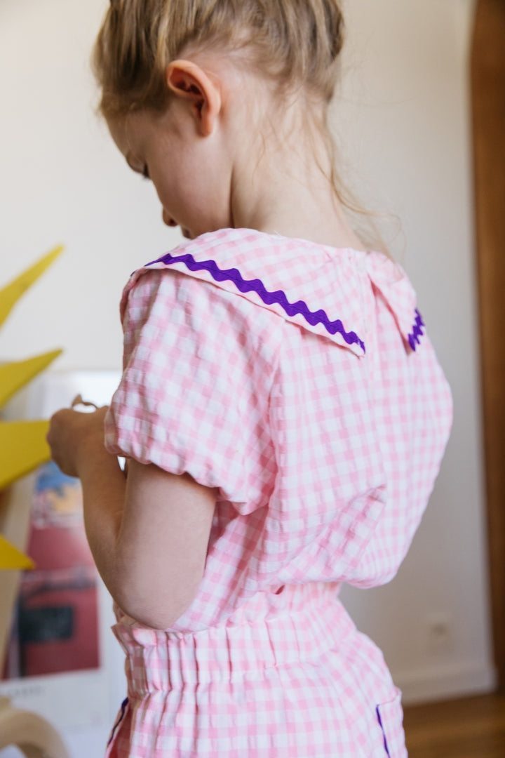 Aventurière pink gingham blouse