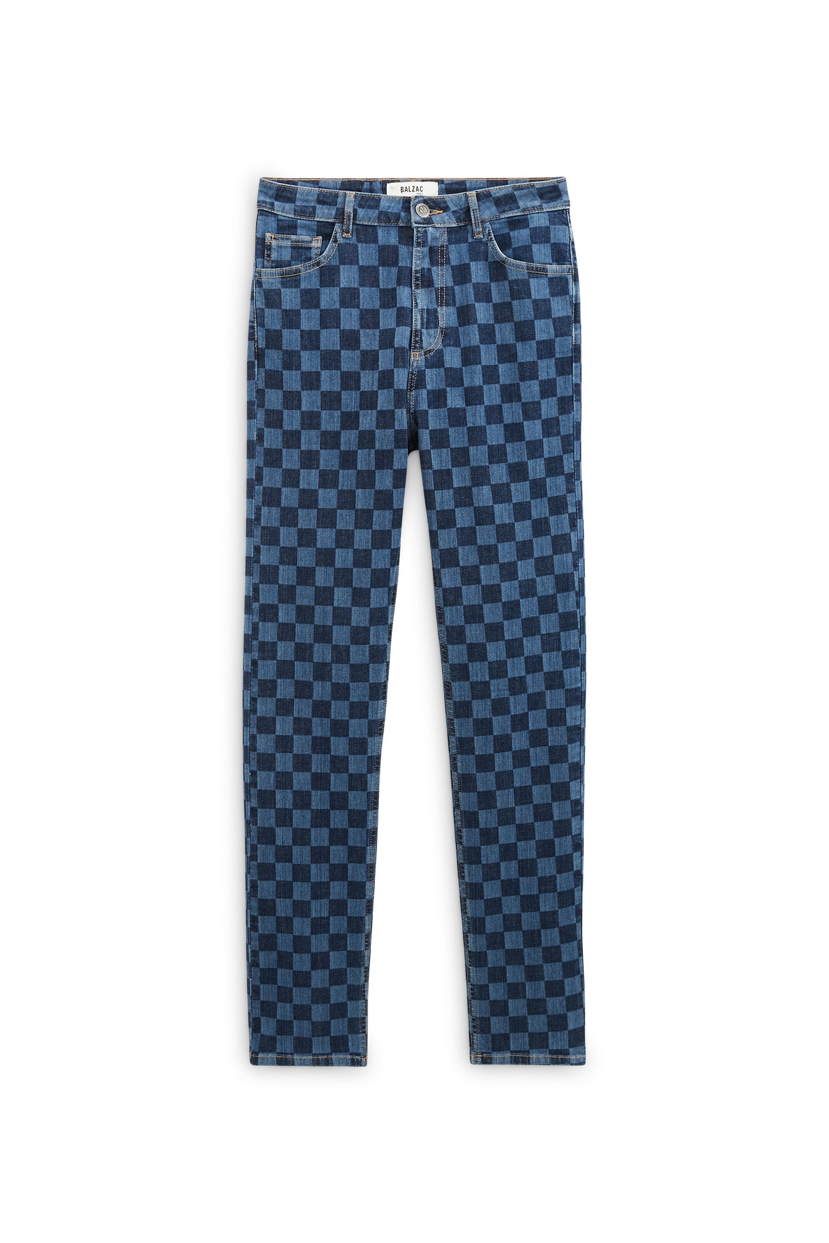 Austin blue checkerboard midi jeans