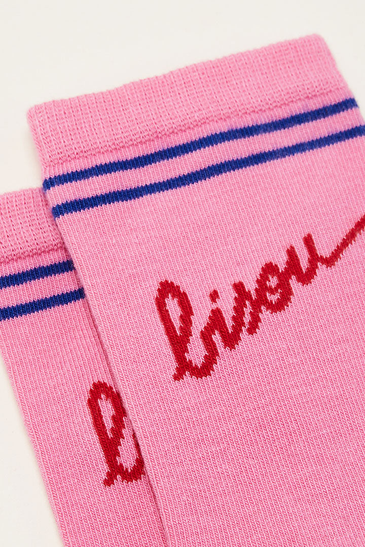 Pink and blue Love Bisou socks
