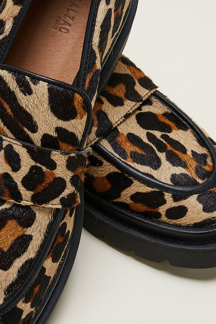 Mathilda pony leopard loafers