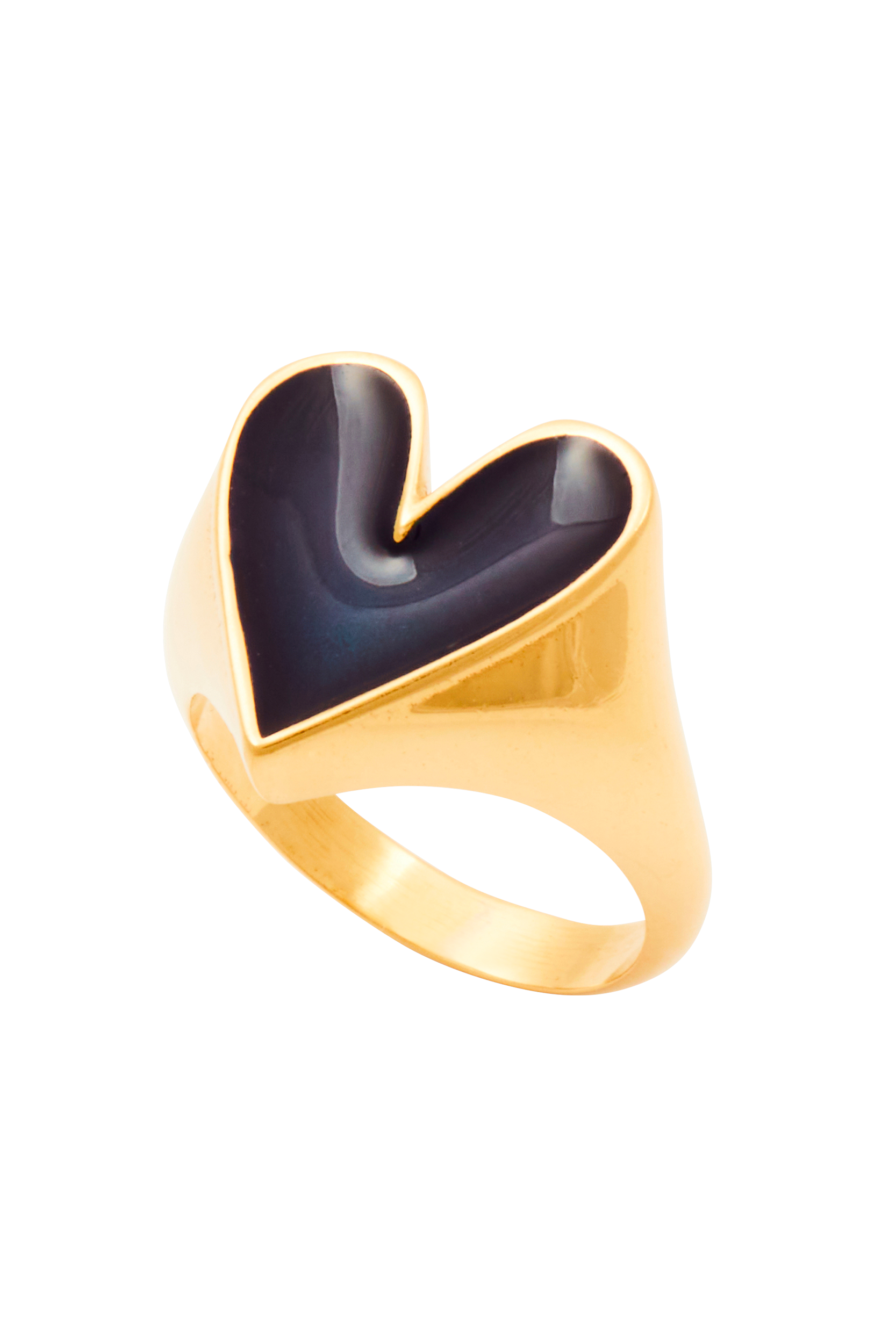 Anello Faustine dorato cuore blu navy