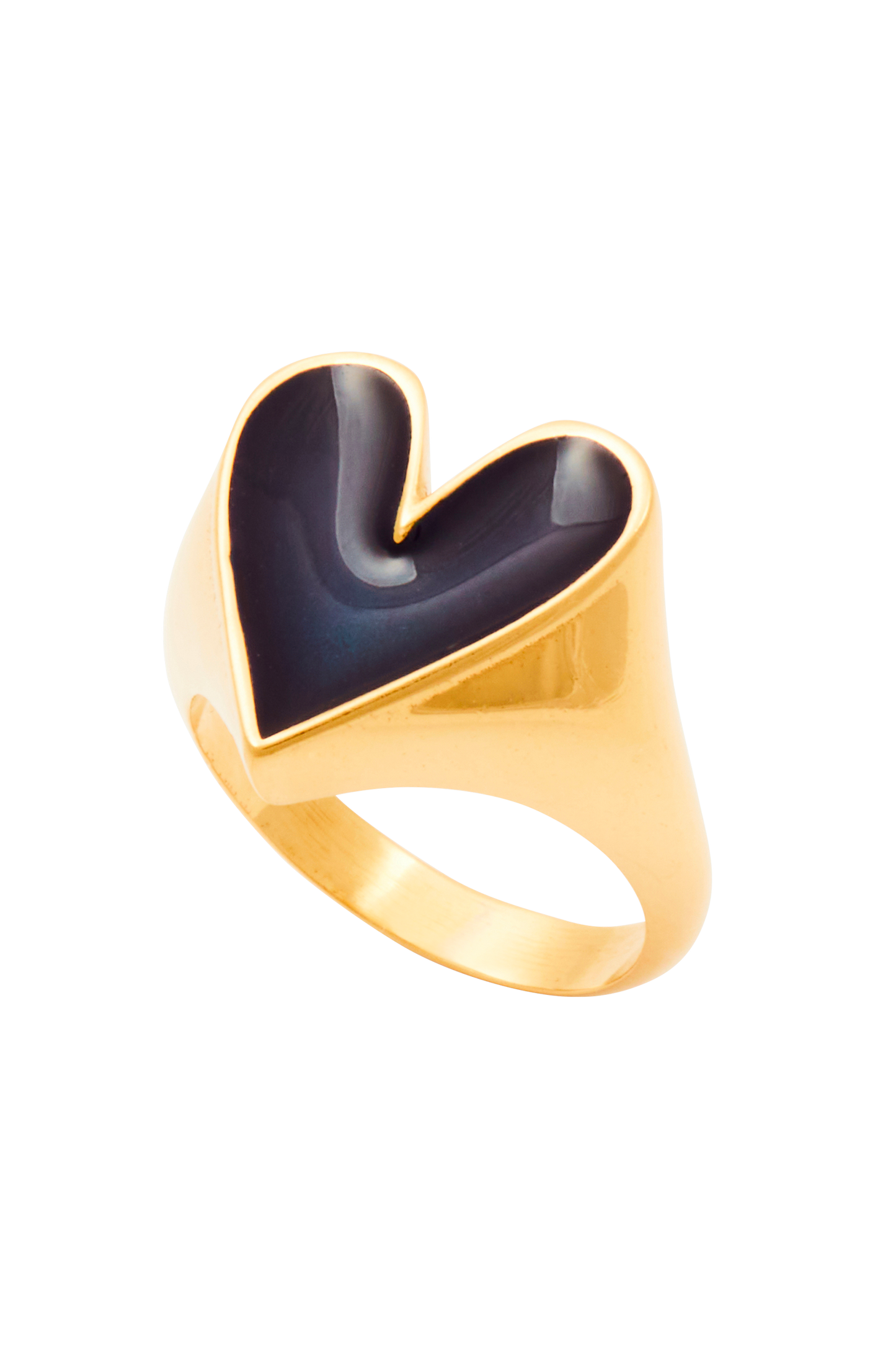 Faustine golden navy heart ring