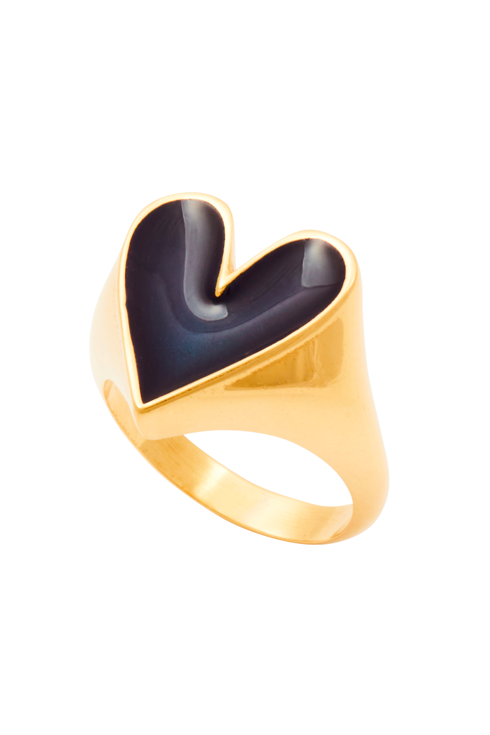 Faustine golden navy heart ring