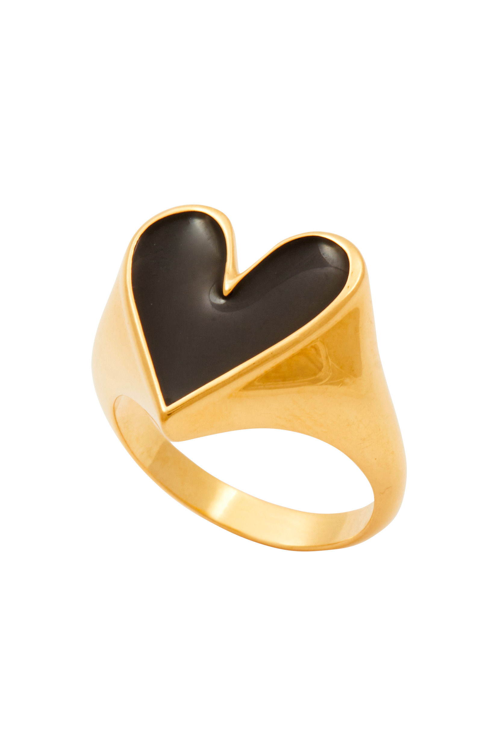 Gold Faustine ring with black heart