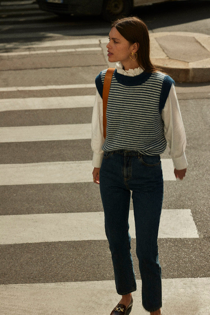 Blason navy and white striped sweater