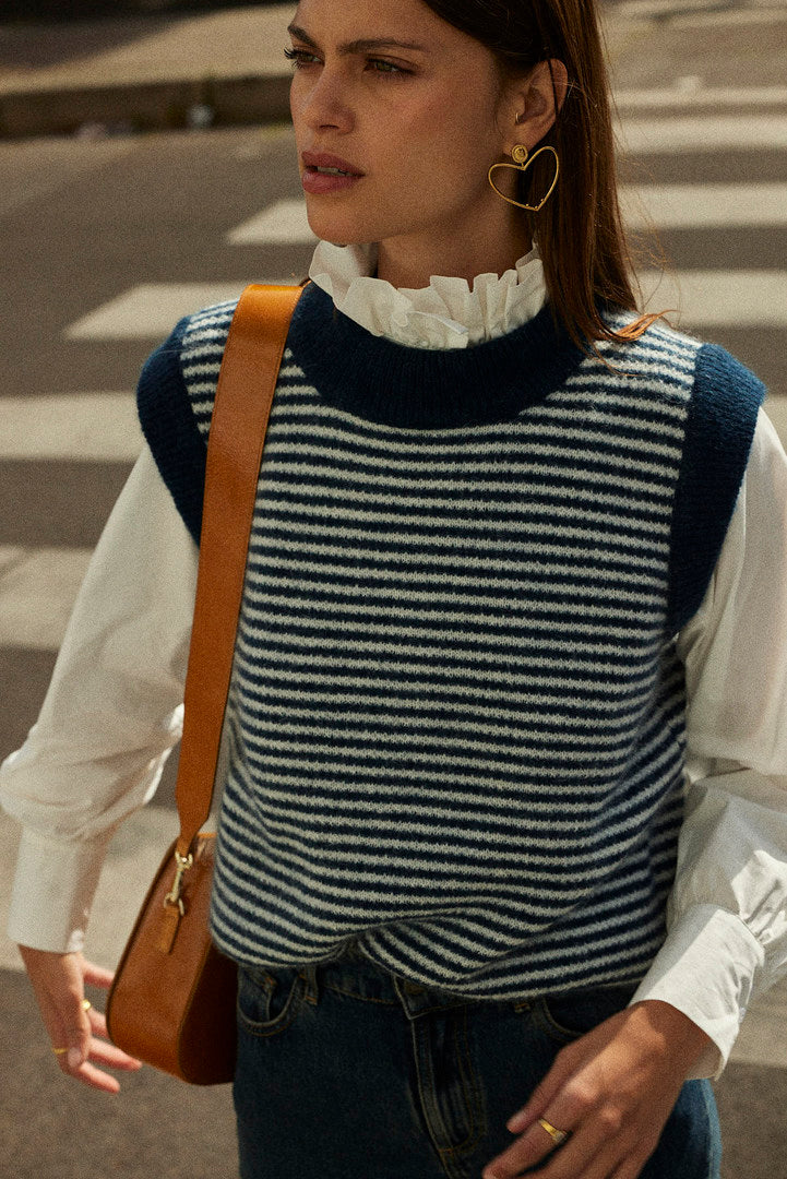 Blason navy and white striped sweater