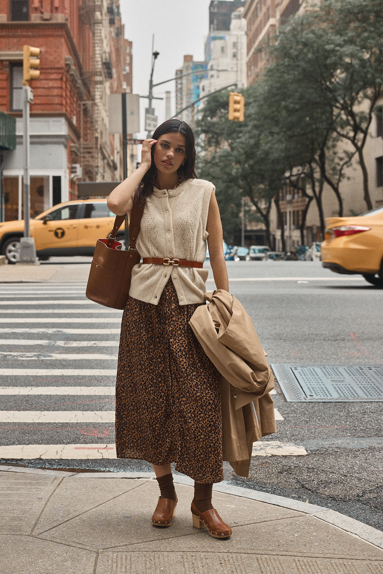 Bag Sofia grained cognac interior orange