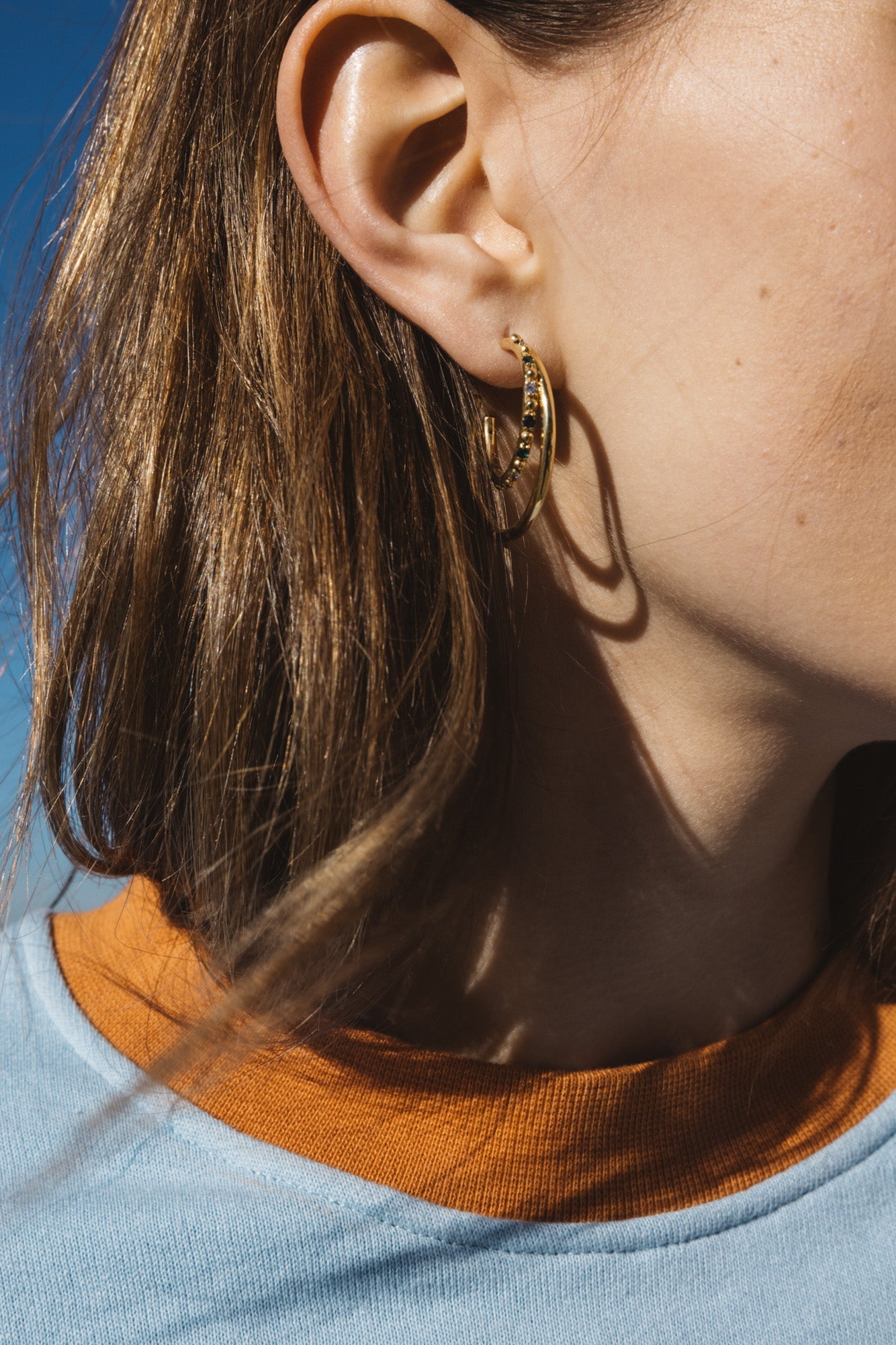 Multicolor golden Mermaid earrings