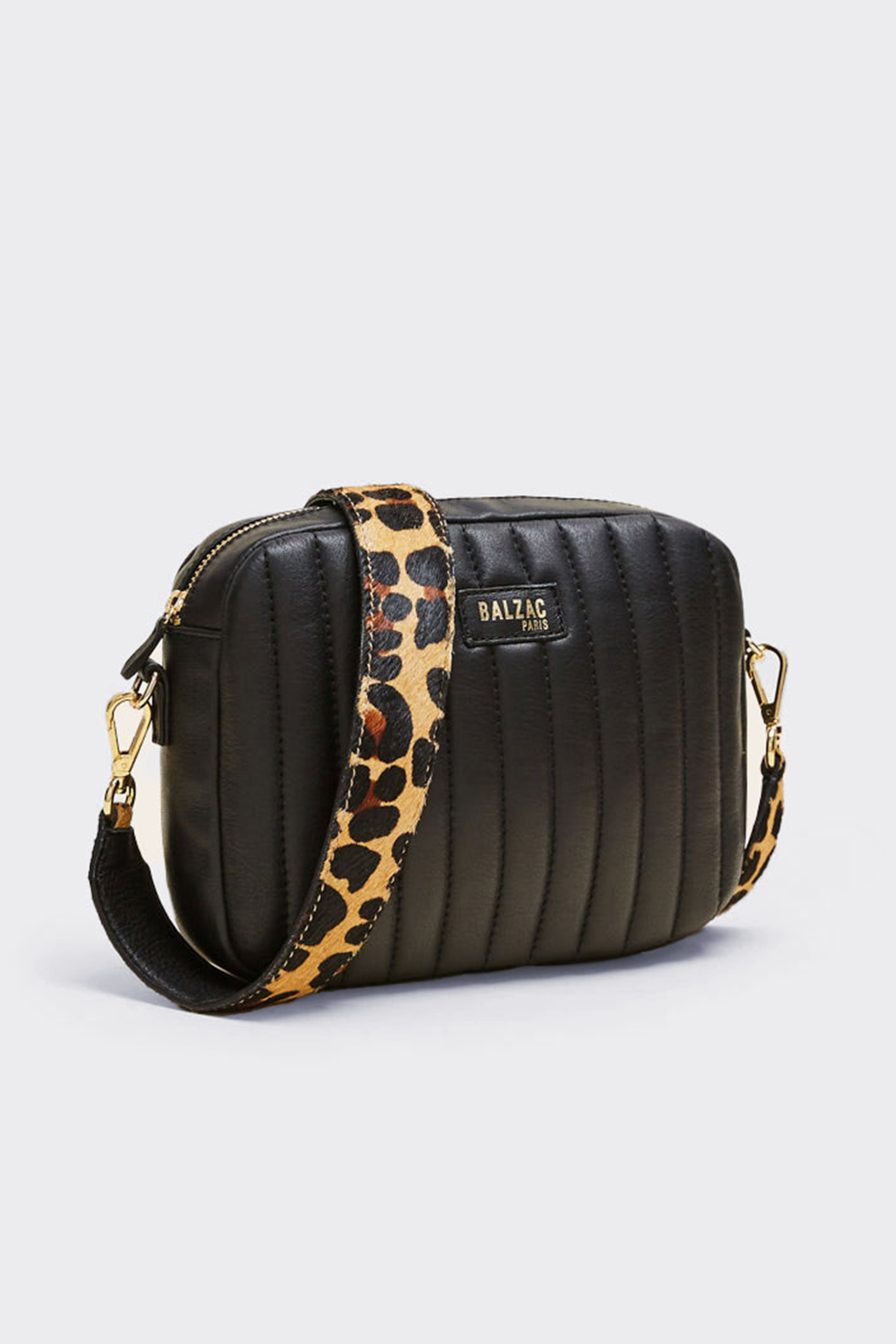 Bag César black handle leopard