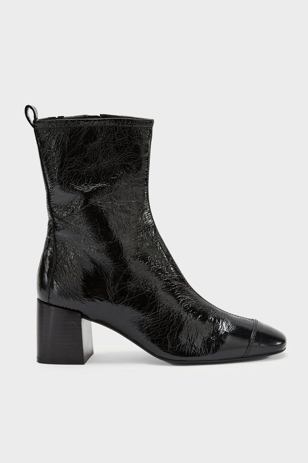 Bottines Clyde vernis froissé noir