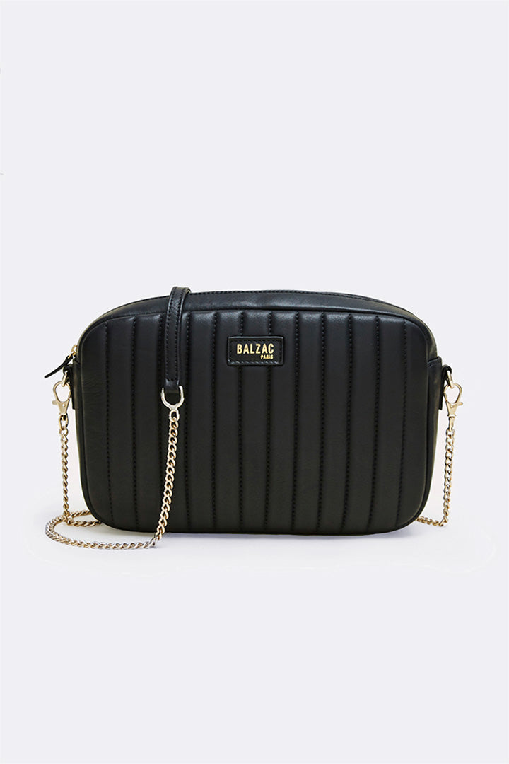 Sac Grand César noir lisse chaine amovible