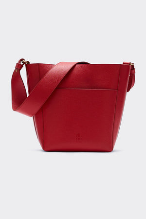 Sac Sasha grainé rouge intérieur chocolat