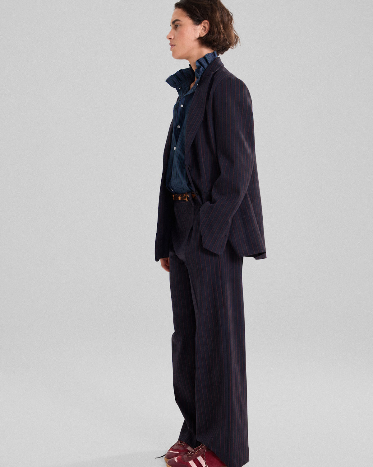 Pantalon Antho rayures marine et rouge