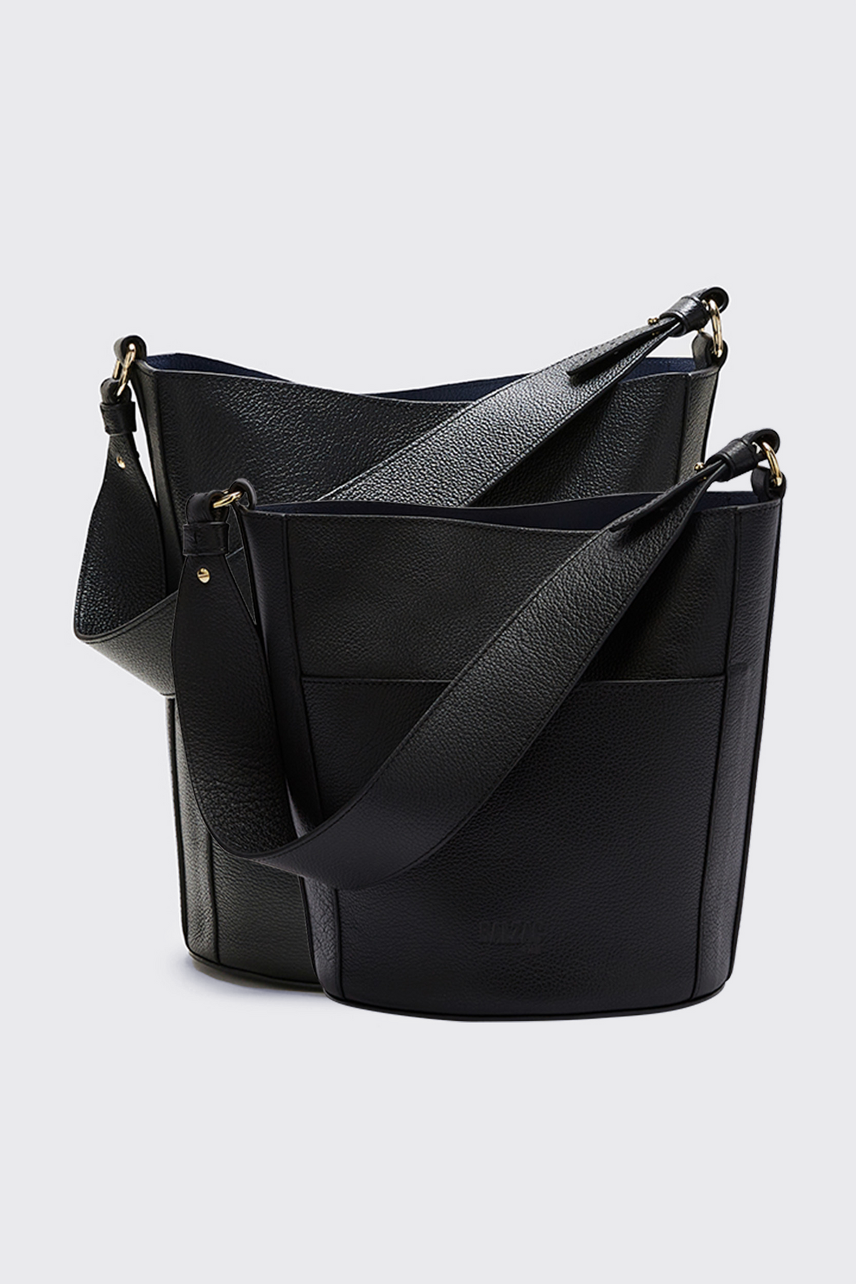 Sac Sofia grainé noir intérieur marine