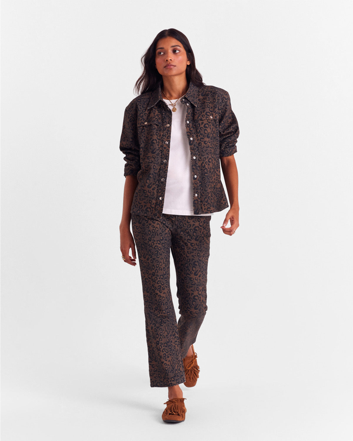 Jean Jules léopard fauve chocolat  (le bootcut)