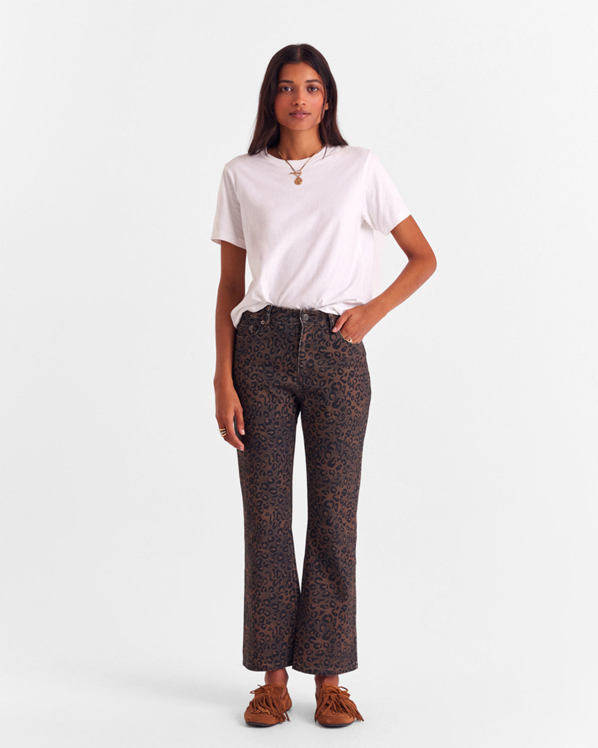 Jean Jules léopard fauve chocolat  (le bootcut)