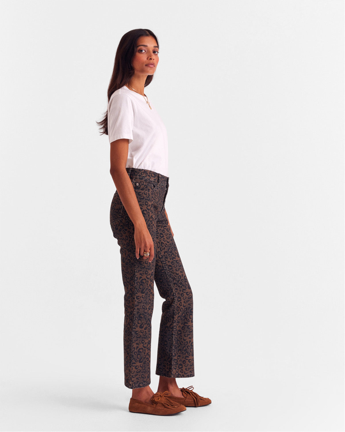 Jean Jules léopard fauve chocolat  (le bootcut)