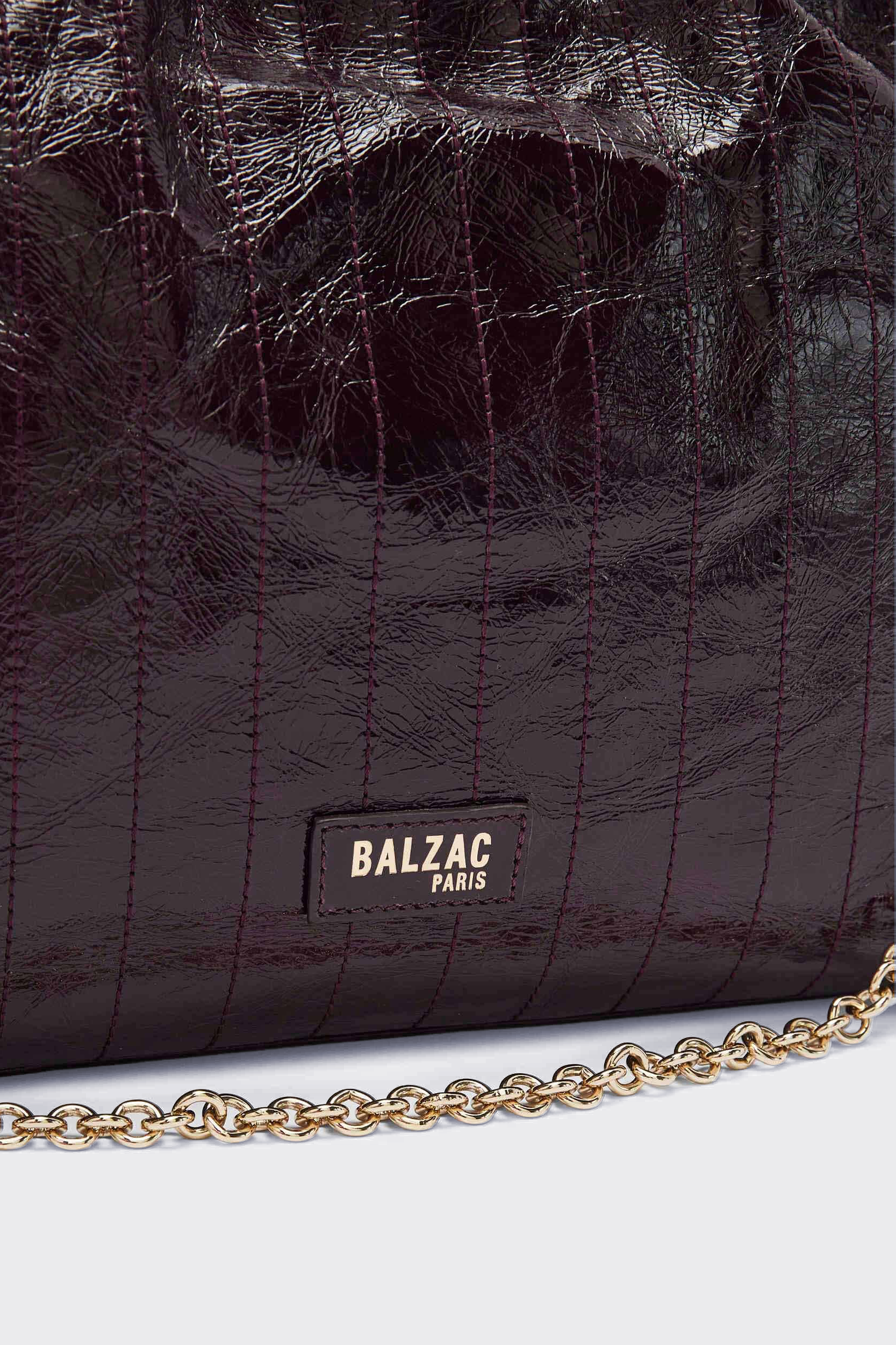 Bag Amaïa patent crinkled chocolate