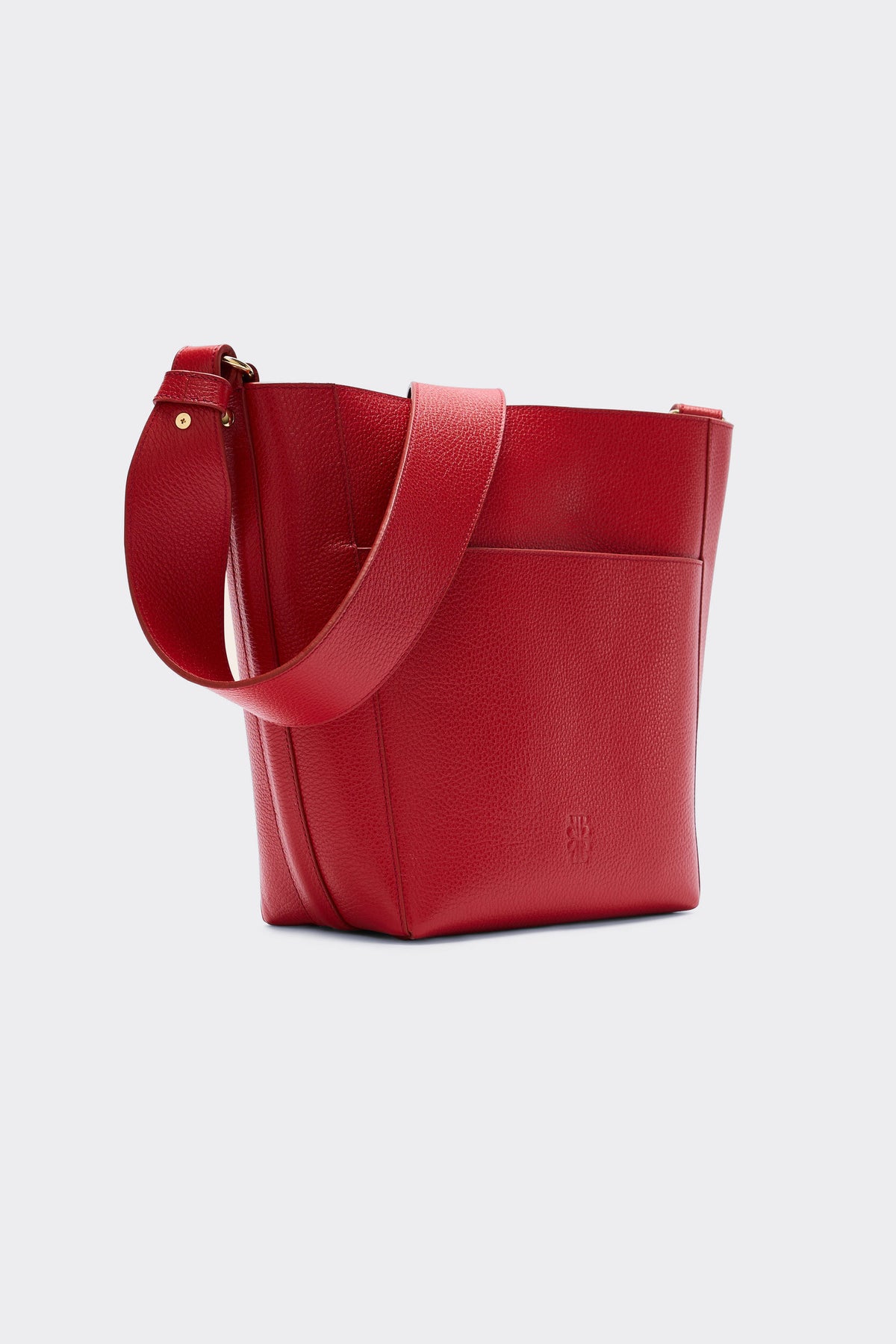 Sac Sasha grainé rouge intérieur chocolat
