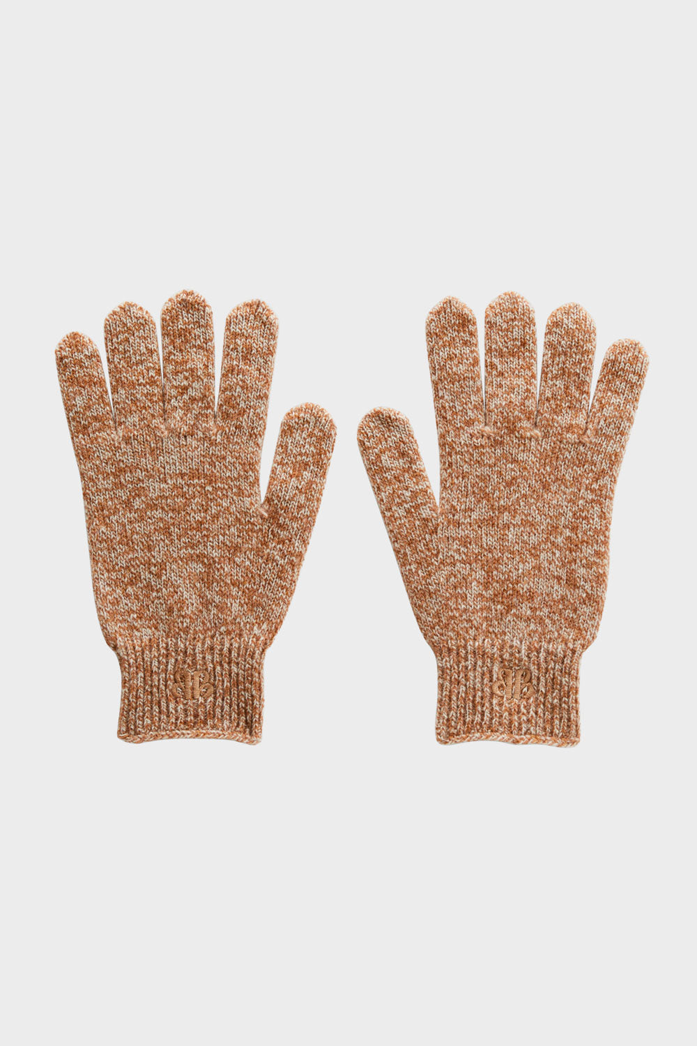 Camel-colored suede gloves