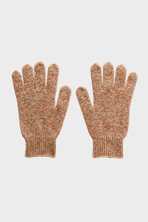Camel-colored suede gloves